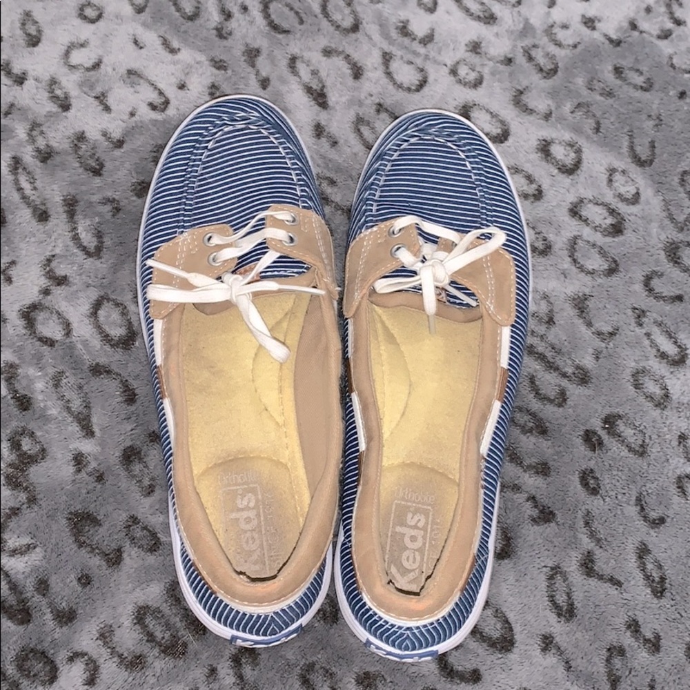 Keds navy blue and white striped shoes